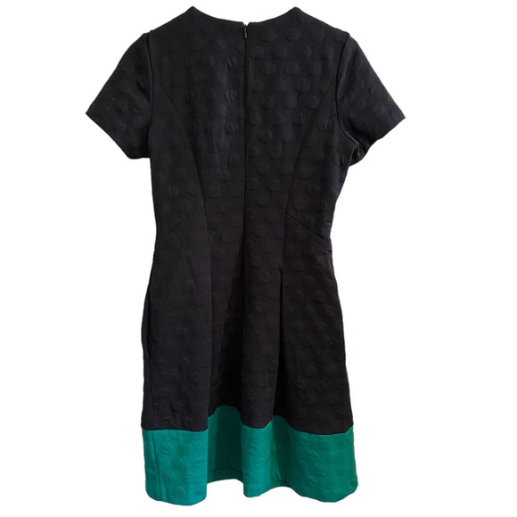 Elle Navy Blue and Green Pleated Textured Dress Size Medium - Picture 4 of 4